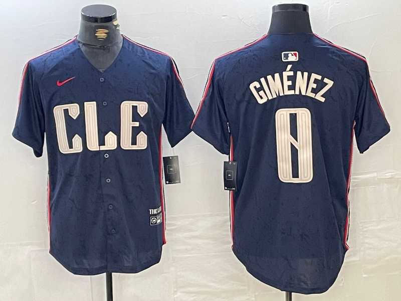 Mens Cleveland Guardians #0 Andres Gimenez Navy 2024 City Connect Limited Stitched Jersey->cleveland guardians->MLB Jersey